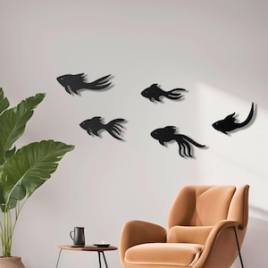 Set of 5 Metal Fish Wall Art, Ocean Theme Home Decor, Nautical Wall Hanging, Fish Metal Art, Beach House Metal Sculpture, Coastal Fish Decor