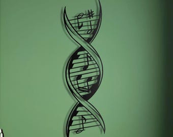 DNA Musical Metal Wall Art – Contemporary Music Notes Design, Modern Wall Hanging Decoration