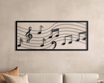 Metal Music Notes Wall Art – Modern Musical Sculpture for Home Decor