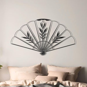 Metal Leafy Fan, Boho Large Decorative Fan, Bohemian Wall Decor, Bohemian Metal Wall Art, Wall Fan Decorative, Ancient China Metal Wall Art
