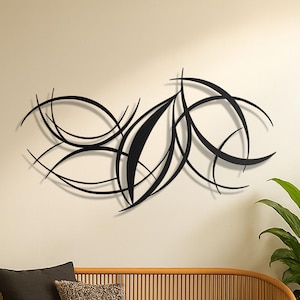 Modern Curved Metal Wall Art, Large Abstract Wall Sculpture, Contemporary Metal Wall Decor for Living Room, Office or Entryway, Gift for Her