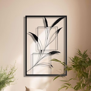 Metal Modern Leaf, Nature Metal Decoration, Botanical Metal Wall Art, Framed Leaves Decor, Floral Wall Art, Unique Leaf Art, Metal Desing