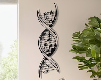 DNA Musical Metal Wall Art – Contemporary Music Notes Design, Modern Wall Hanging Decoration