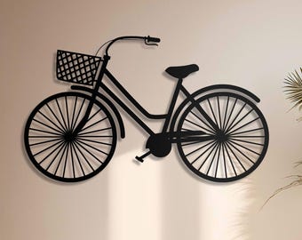 Metal Bicycle Wall Art – Modern Cycling Design, Large Bike Wall Hanging for Home Decoration