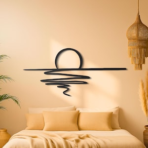 Sun Sparkle Metallwandkunst - Sonnenaufgang inspiriertes Design, moderne Dekoration über dem Bett für Zuhause