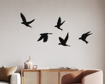 Vogels Metal Wall Art, Bird Flock Wall Art, Home Decoration, Bird Set van 5, Moderne Home Decoratie, Vogels Teken, Vogels Wandkleden, Vogelkunst