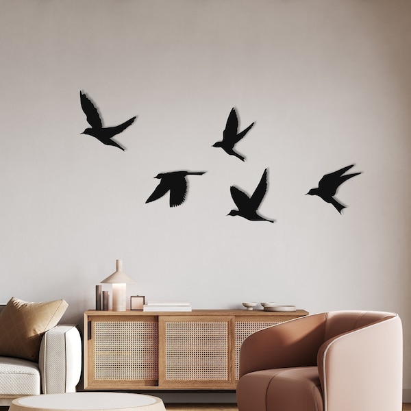 Birds Metal Wall Art, Bird Flock Wall Art, Home Decoration, Bird Set of 5, Modern Home Decoration, Birds Sign, Birds Wall Hangings, Bird Art