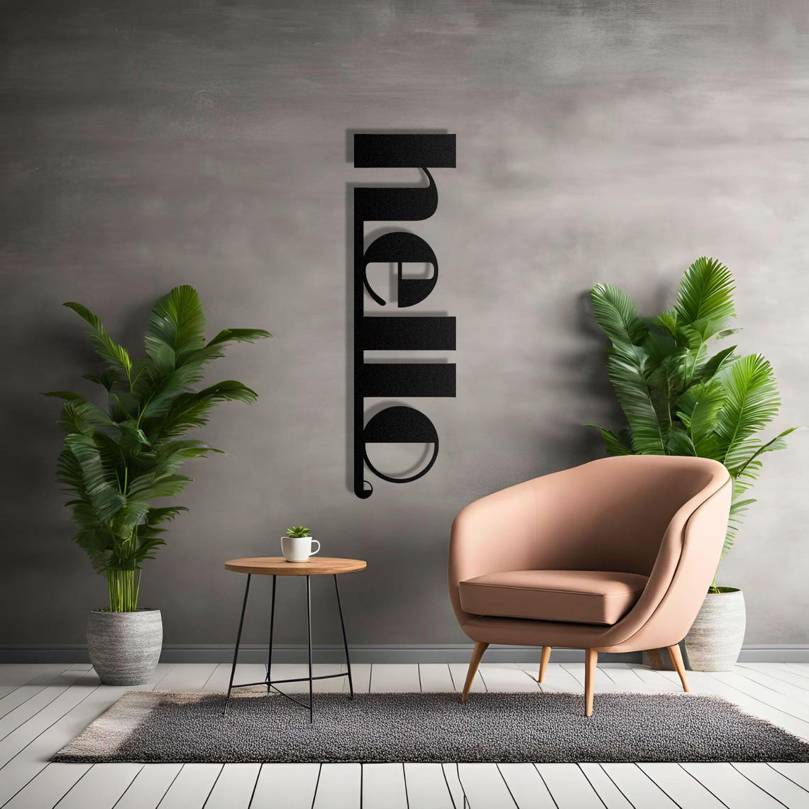 Metal Hello Sign – Modern Entryway Decoration, Unique Front Porch ...