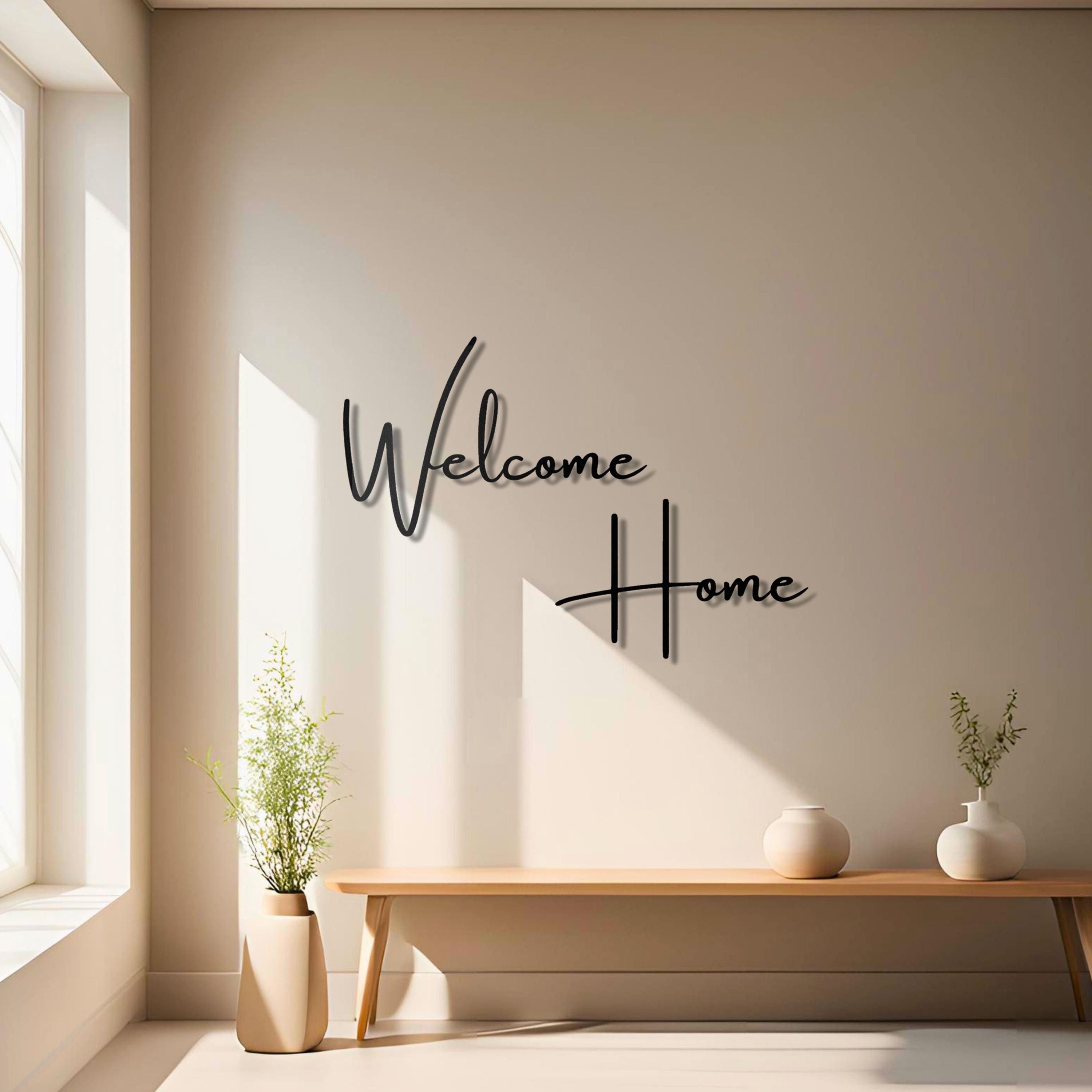 Metal Welcome Home Sign – Rustic Farmhouse Entryway Wall Art, Front ...