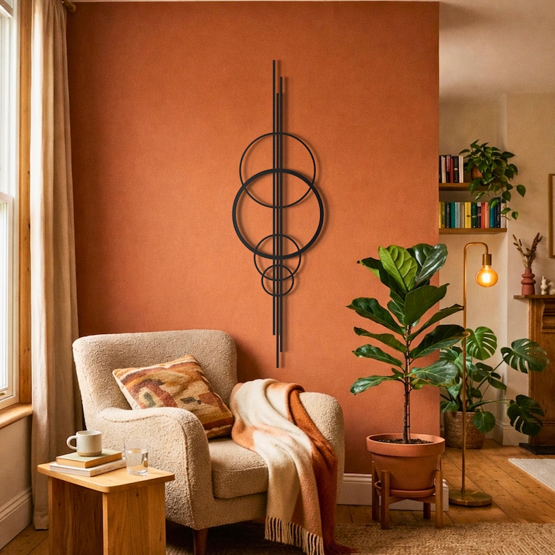 Minimalist Circular Metal Wall Decor, Modern Geometric Sculpture Art ...