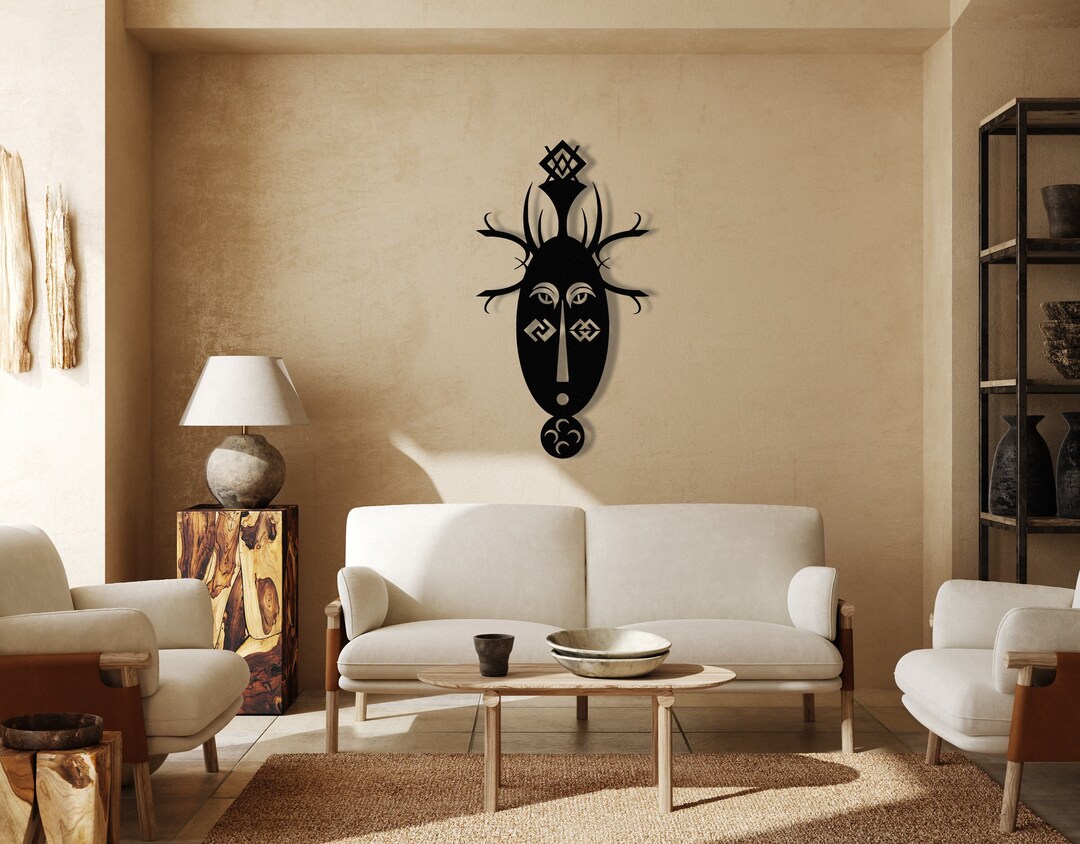 African Mask Metal Wall Art, African Traditional Mask, Mask Decor