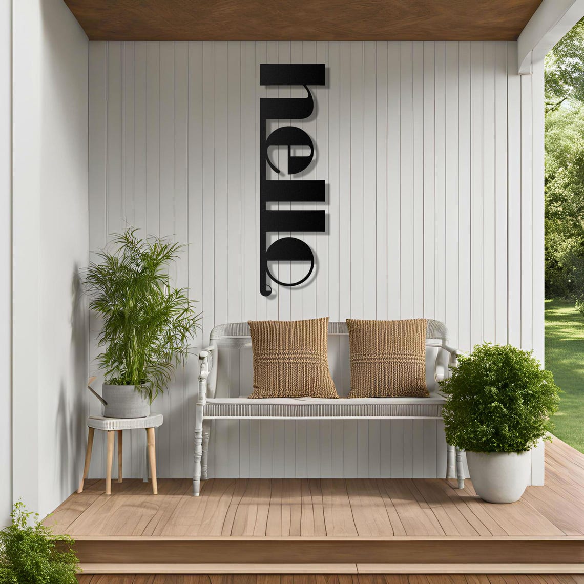 Metal Hello Sign – Modern Entryway Decoration, Unique Front Porch ...