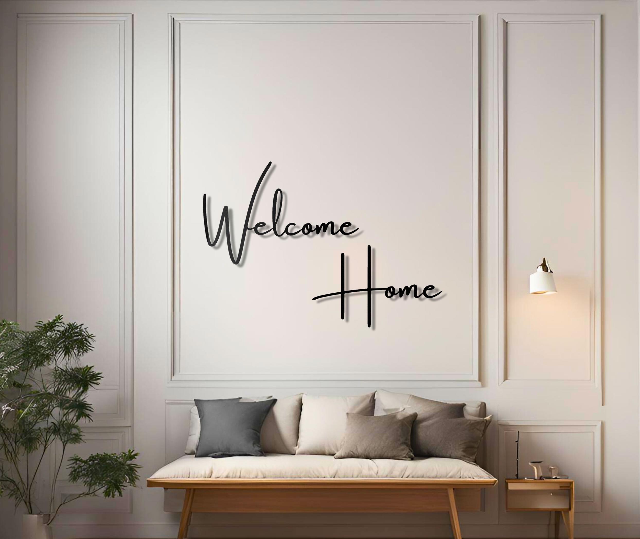Metal Welcome Home Sign – Rustic Farmhouse Entryway Wall Art, Front ...