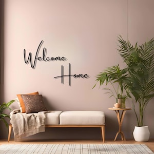 Metal Welcome Home Sign – Rustic Farmhouse Entryway Wall Art, Front ...