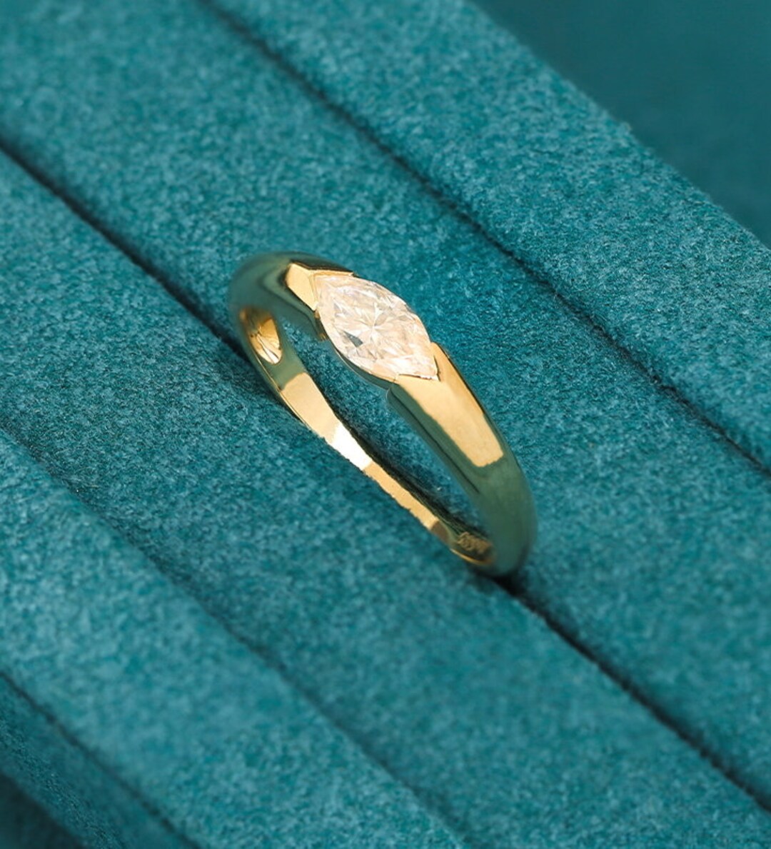 14K Gold Ring, Gold Moissanite Ring, Gold Dainty Ring, Delicate Ring