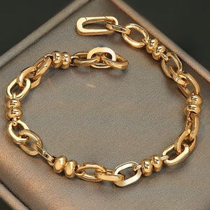 18K Gold Bracelet, Gold Chunky Bracelet, Gold Chain Bracelet, Minimalist Bracelet, Stacking Bracelet, Chunky Chain Bracelet