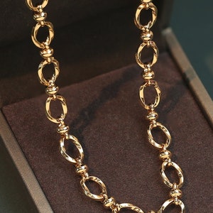 18K Solid Gold Link Necklace - Delicate Minimalist Chain