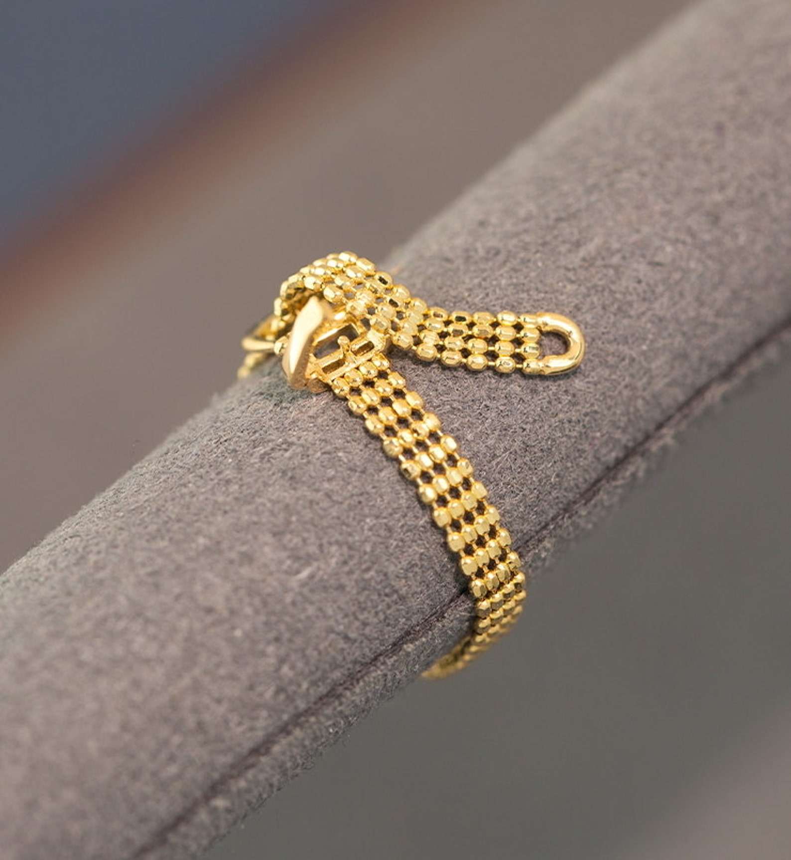 18K Gold Ring, Gold Ring, Real Gold Ring, Gold Chain Ring, Minimalist Ring Gold, Stacking Rings