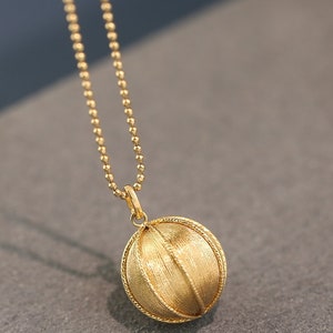 18K Gold Ball Pendant: Dainty Real Gold Charm