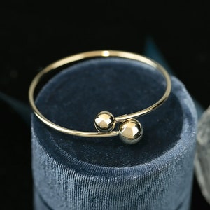 14K Gold Ball Bracelet: Minimalist Stacking Bangle