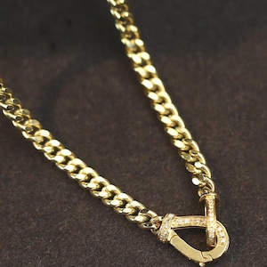 18K Gold Diamond Clasp Chain Necklace