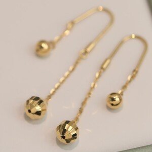HABIKIP Gold Dangle Earrings For Women - 14k Gold Plated Ball Drop Chain Pearl Earrings - View #7