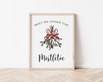 Mistletoe Christmas Art Print, Holiday Wall Decor (Digital Download)