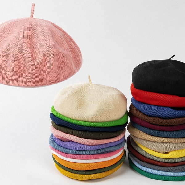 Béret respirant, béret d'été, béret ample et confortable, bonnet printemps/été, chapeau d'été pour femme, béret rose, cadeaux pour elle