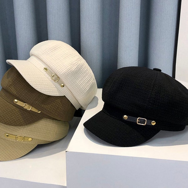 Chapeau gavroche avec visière, casquette gavroche en coton, chapeau souple, chapeau compressible, casquette Newsie, casquette Apple, Baker Boy, chapeau pointu, chapeau pour femme