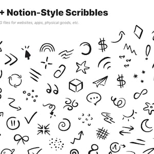 Icônes de notion, gribouillis, griffonnages, croquis, illustrations - Disponible en SVG/PNG