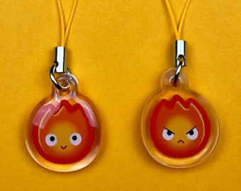 Mini llavero de fuego / Dije acrílico de 1 pulgada / Dije para teléfono