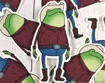 Pegatina de Bean, la rana vaquera: laminado mate de 3 pulgadas