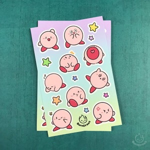 Foglio di adesivi Kirby / 4 x 6