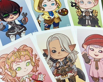 FFXIV Lalafell Prints | 5x7 | Mini Art Prints | Final Fantasy XIV