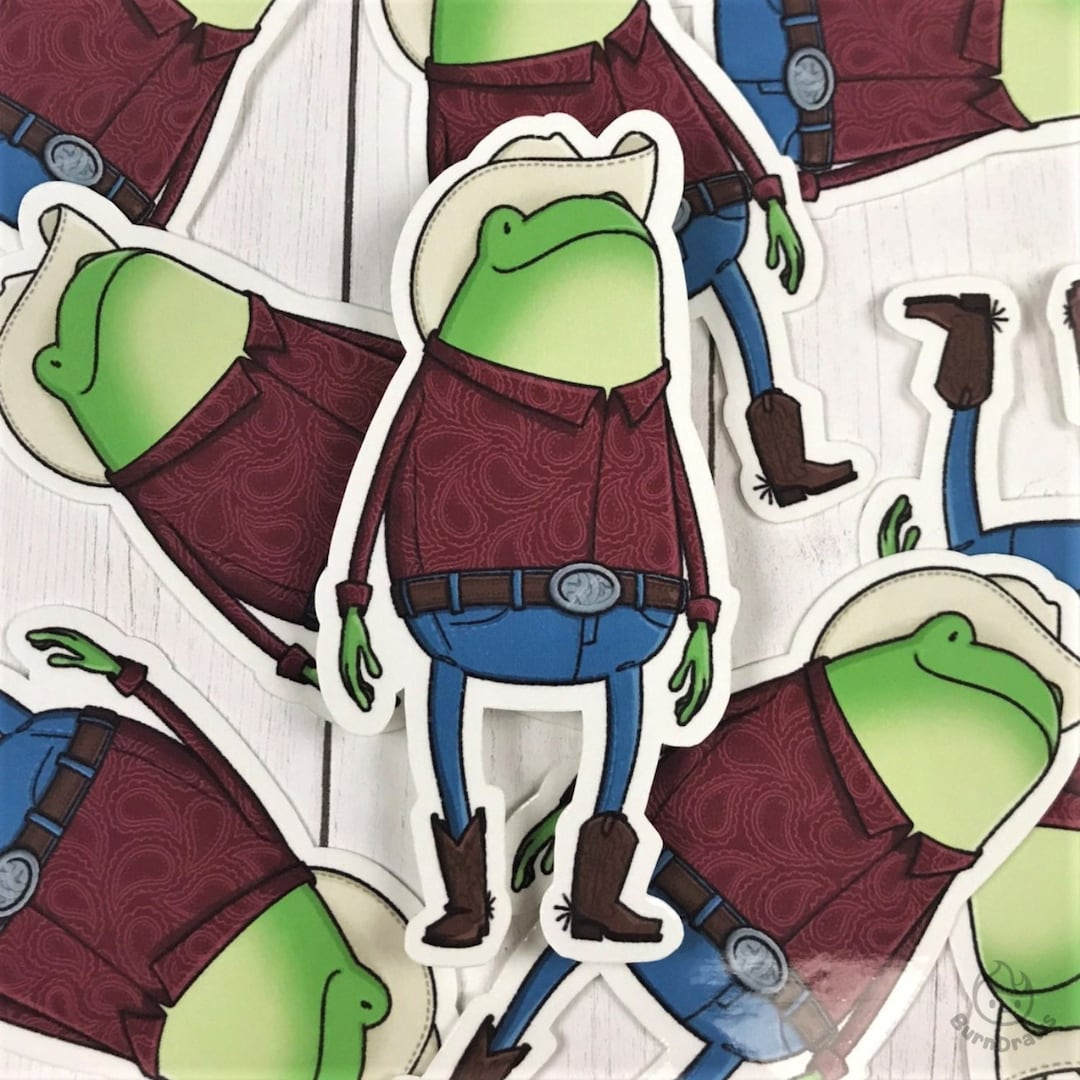 Cowboy Frog Sticker Bean the Cowboy Frog Sticker: 3 Inch Matte Laminate - Etsy
