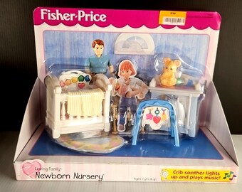 Vintage 1999 Fisher Price Loving Family Baby NEWBORN NURSERY Sounds and Lights