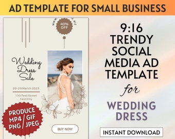 Social Media Ads Template for Wedding Dresses for Women | PowerPoint Wedding Template | Delightful Social Media Post | Ad Template Download