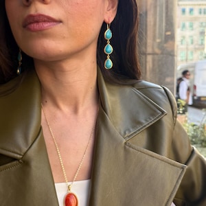 Turquoise stone gold plated dangle