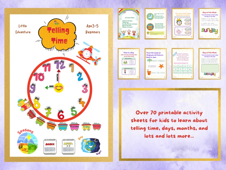 70 Printable Learning Time, Days and Months image 1