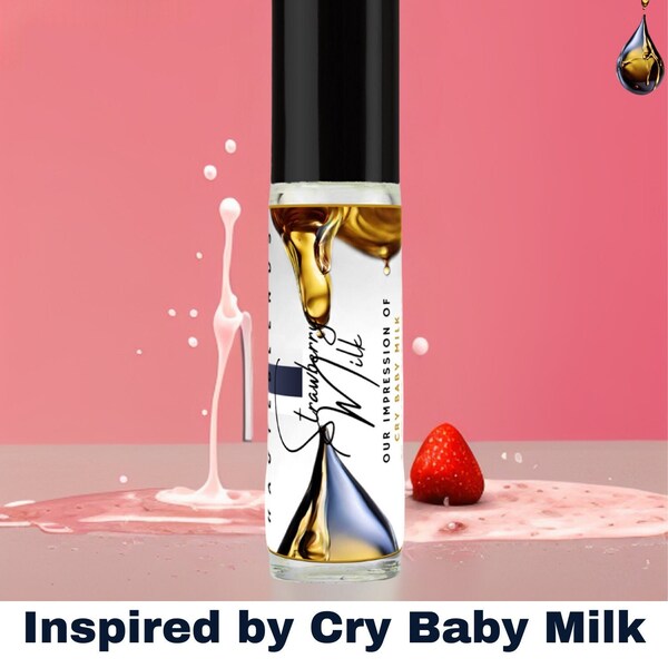 Geïnspireerd door Cry Baby Milk Perfume - Strawberry Milk Luxe Parfumolie Roll On Oil Impression Fragrance Body Oil HauteBlends - 10ml (1/3oz)