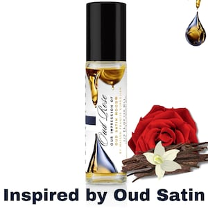 Oud Satin Mood inspiriertes Parfümöl zum Aufrollen | Oud Rose Luxus Parfümöl Impression | HauteBlends Damen-Unisex-Parfüm in Reisegröße – 10 ml