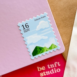 Pelican Town Blue Himmel | Stardew Valley Stempelaufkleber | 2.5" Vinyl Sticker für Laptop, Wasserflasche oder Notebook