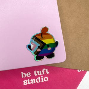 Glitter Pride Junimo | Stardew Valley Sticker | 2” Vinyl Stickers for Laptop, Water bottle, Notebook