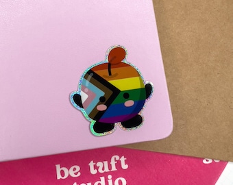 Glitter Pride Junimo | Stardew Valley Sticker | 2” Vinyl Stickers for Laptop, Water bottle, Notebook
