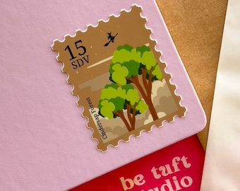 Cindersap Forest | Stardew Valley Stamp Sticker | 2.5" Vinyl Stickers for Laptop, Water bottle, Notebook