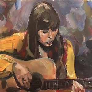 Original Painting of Joni Mitchell Guitar
