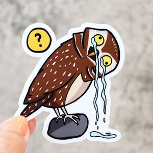 Owl Crying Laptop Sticker | Funny Owl | Sad Owl Sticker | Owl Laptop Sticker | Crying Sticker | Owl Animal Sticker | Waterproof Owl Sticker