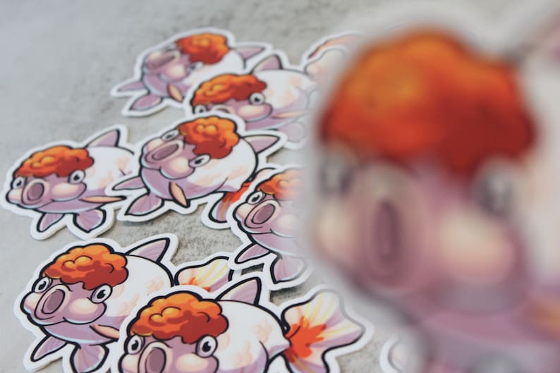 Fat Goldfish Sticker Oranda Goldfish Sticker: Waterproof Vinyl Decal - Etsy