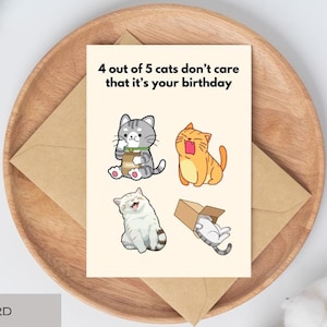 Happy Birthday From The Cat, Cat Themed Birthday Card, Funny Birthday Cat Card, Printable Birthday Card With Cats