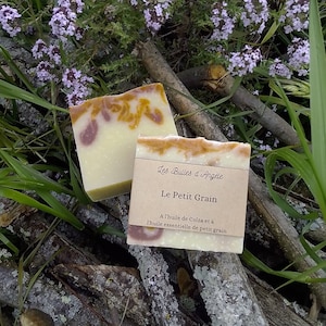 Le Petit Grain-Savon artisanal naturel fait main-Huile essentielle de Petit grain-Huile de colza locale Savon doux et apaisant image 1